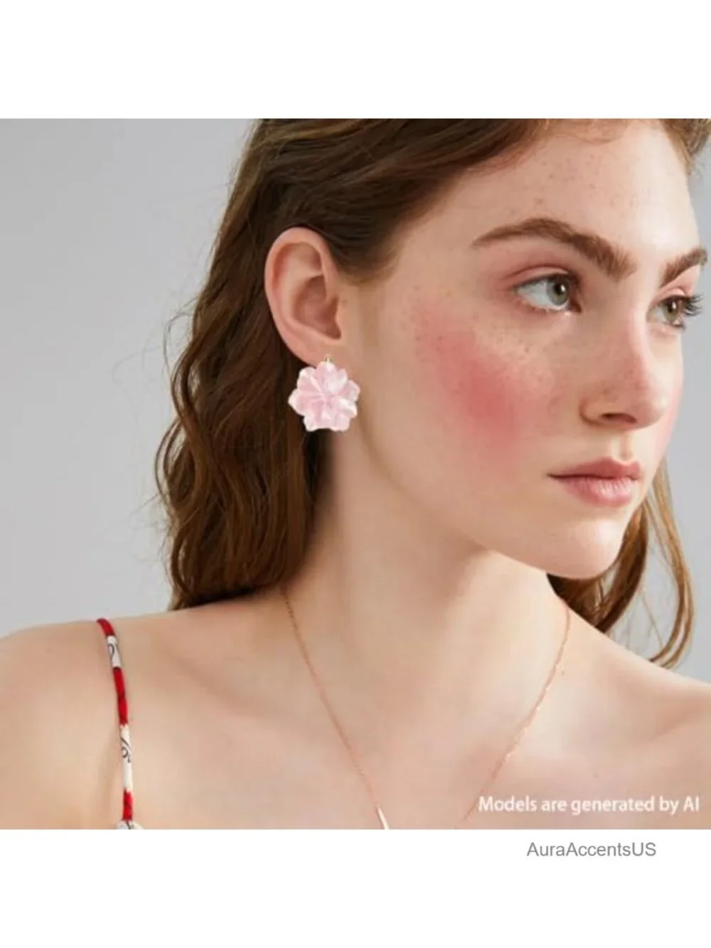 Handmade 3D Camellia Flower Leverback Earrings Gold Plated Resin Dangle